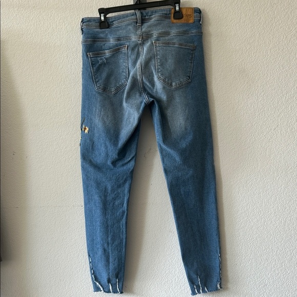 Zara Blue Skinny Jeans with Floral Embroidery sz 06 - Picture 5 of 9